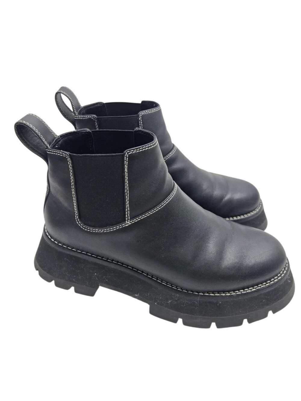 3.1 Phillip Lim Kate Chelsea Boots Black Leather Lug-Sole